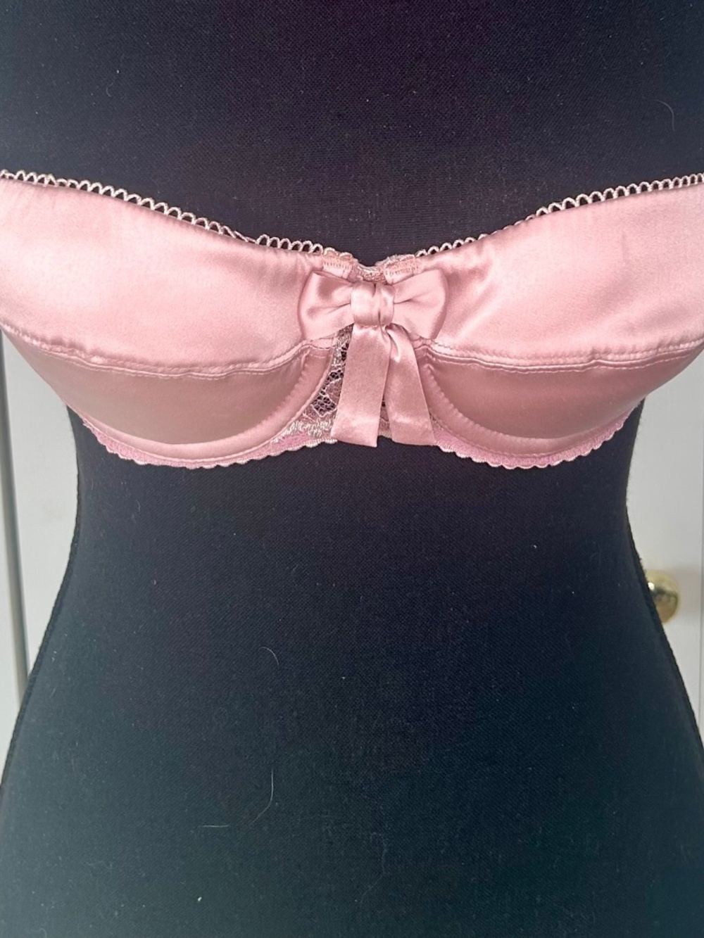 NWOT I.D. Sarrieri Pink Silk and Lace Strapless Bra in 34B
